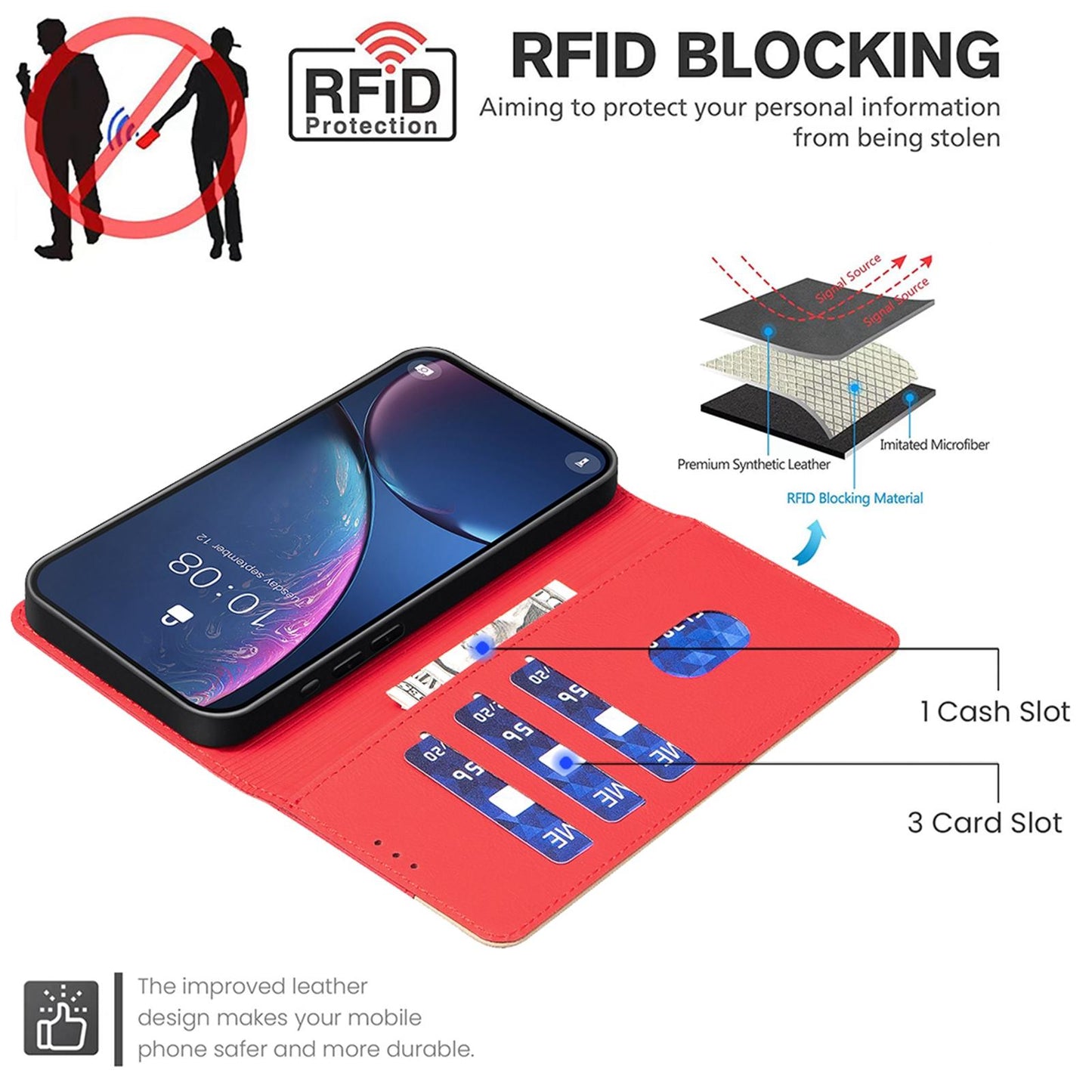 For Redmi K90 Pro Max/Poco F8 Ultra Color Matching RFID Anti-theft Leather Phone Case(Red)