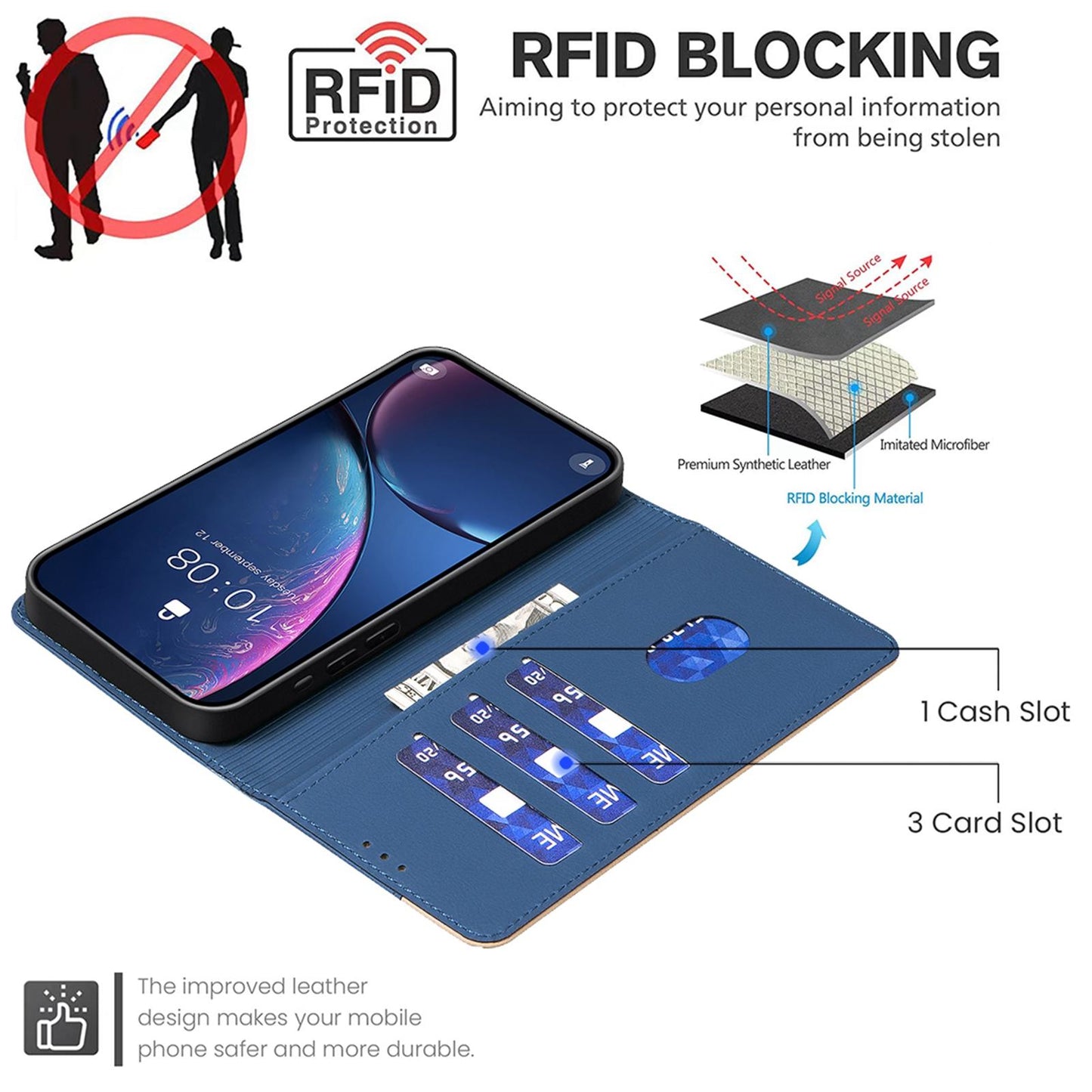 For Redmi K90 Pro Max/Poco F8 Ultra Color Matching RFID Anti-theft Leather Phone Case(Blue)