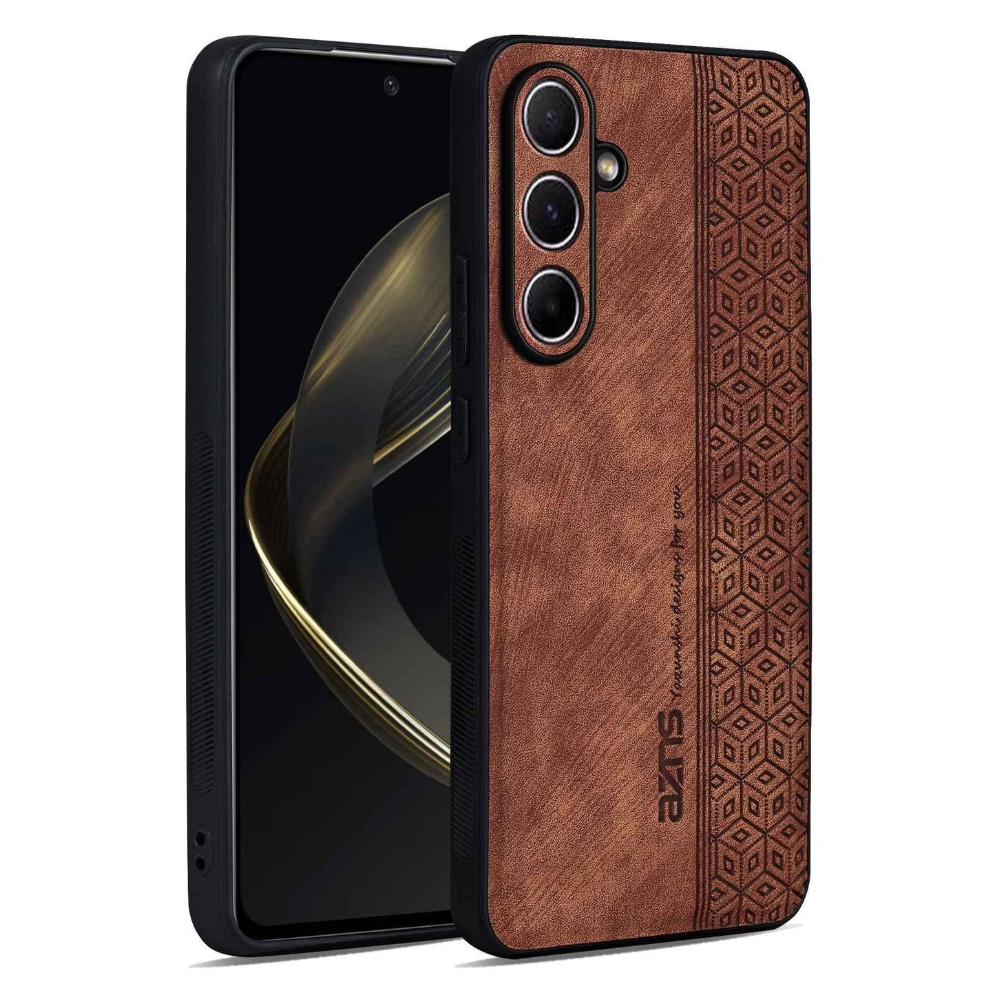 For Galaxy S26 FE 5G AZNS 3D Embossed Skin Feel Phone Case(Brown)