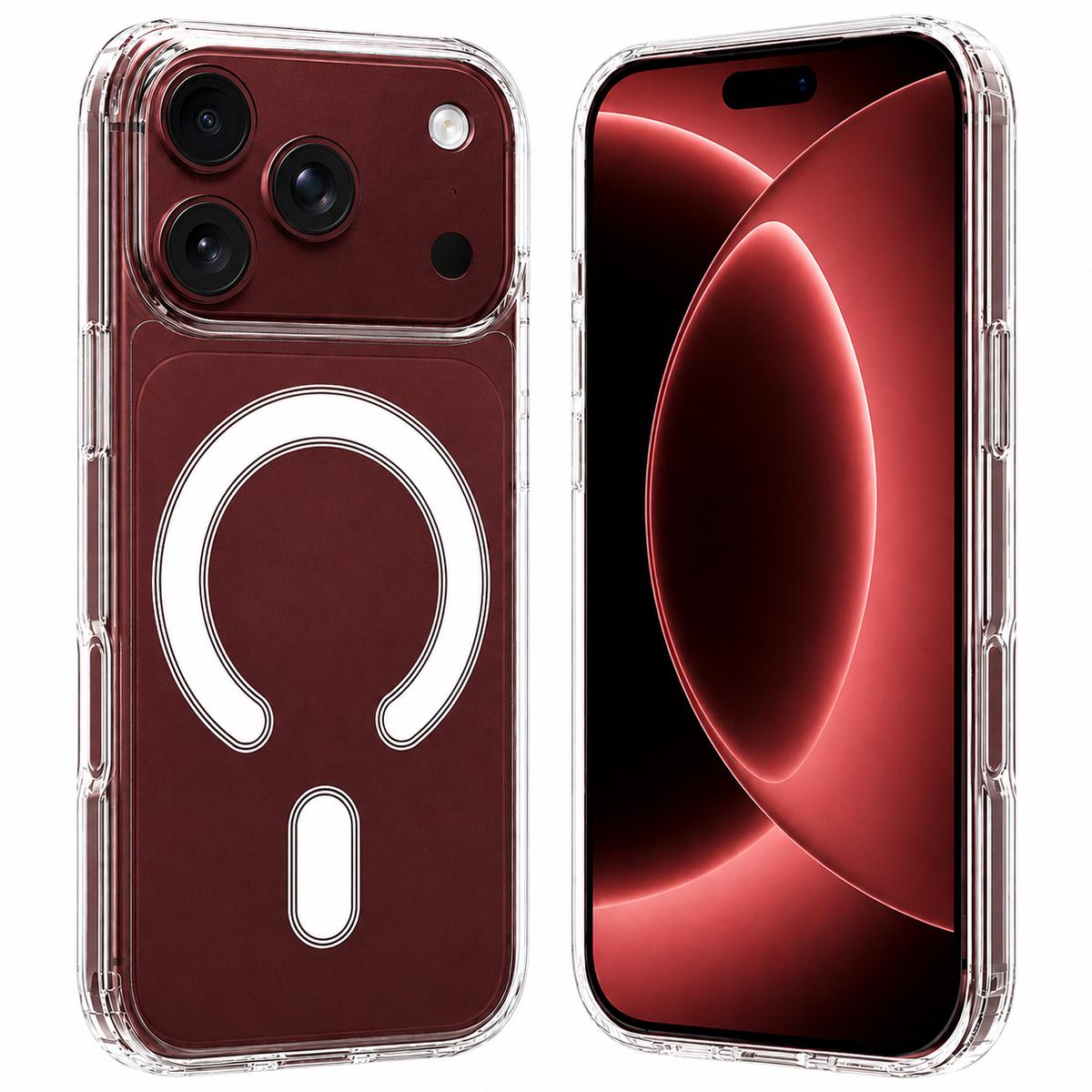 For iPhone 18 Pro Large Hole Camera MagSafe Magnetic Clear Acrylic TPU Case - Transparent - EDA006727310A