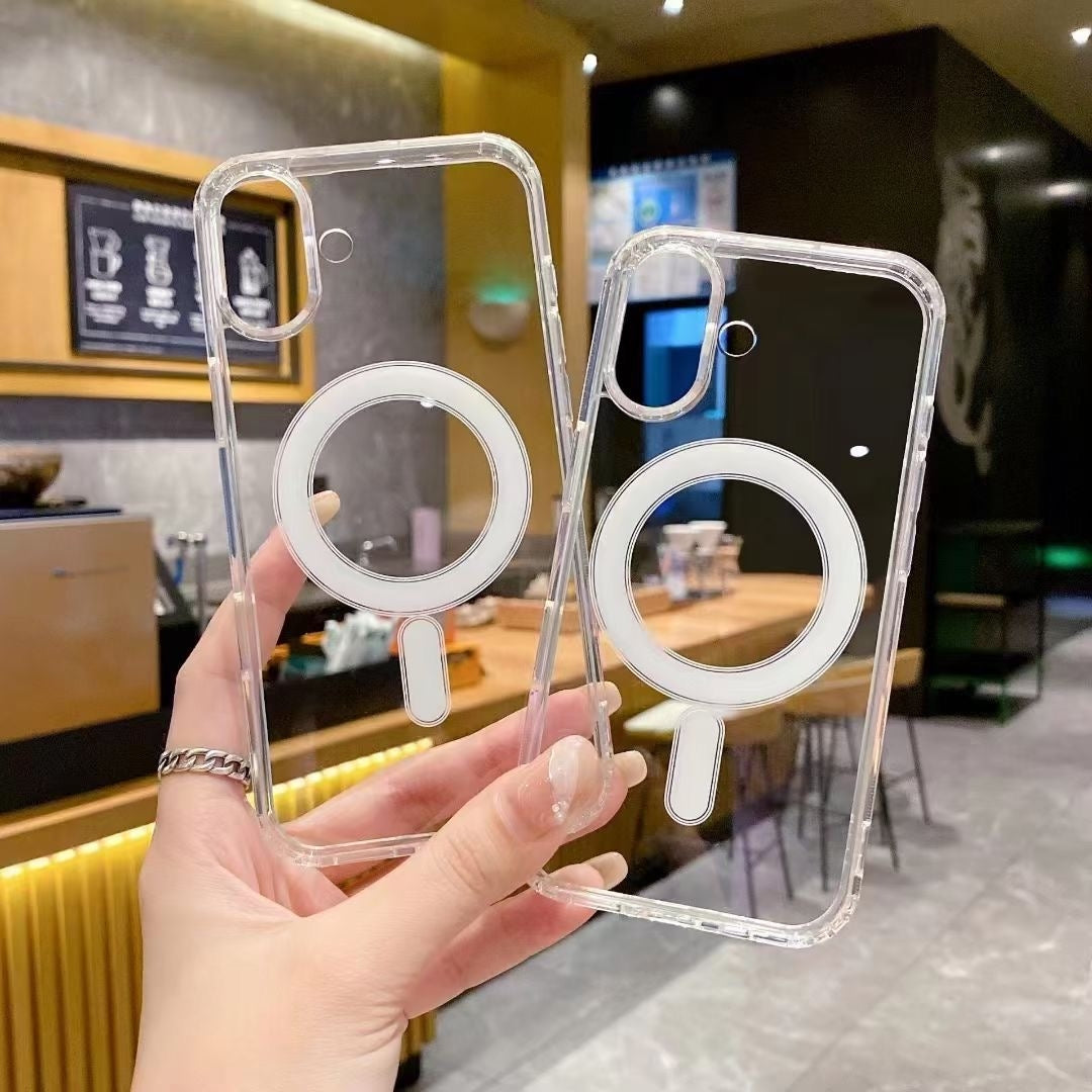 For iPhone 18 Pro Large Hole Camera MagSafe Magnetic Clear Acrylic TPU Case - Transparent - EDA006727310A