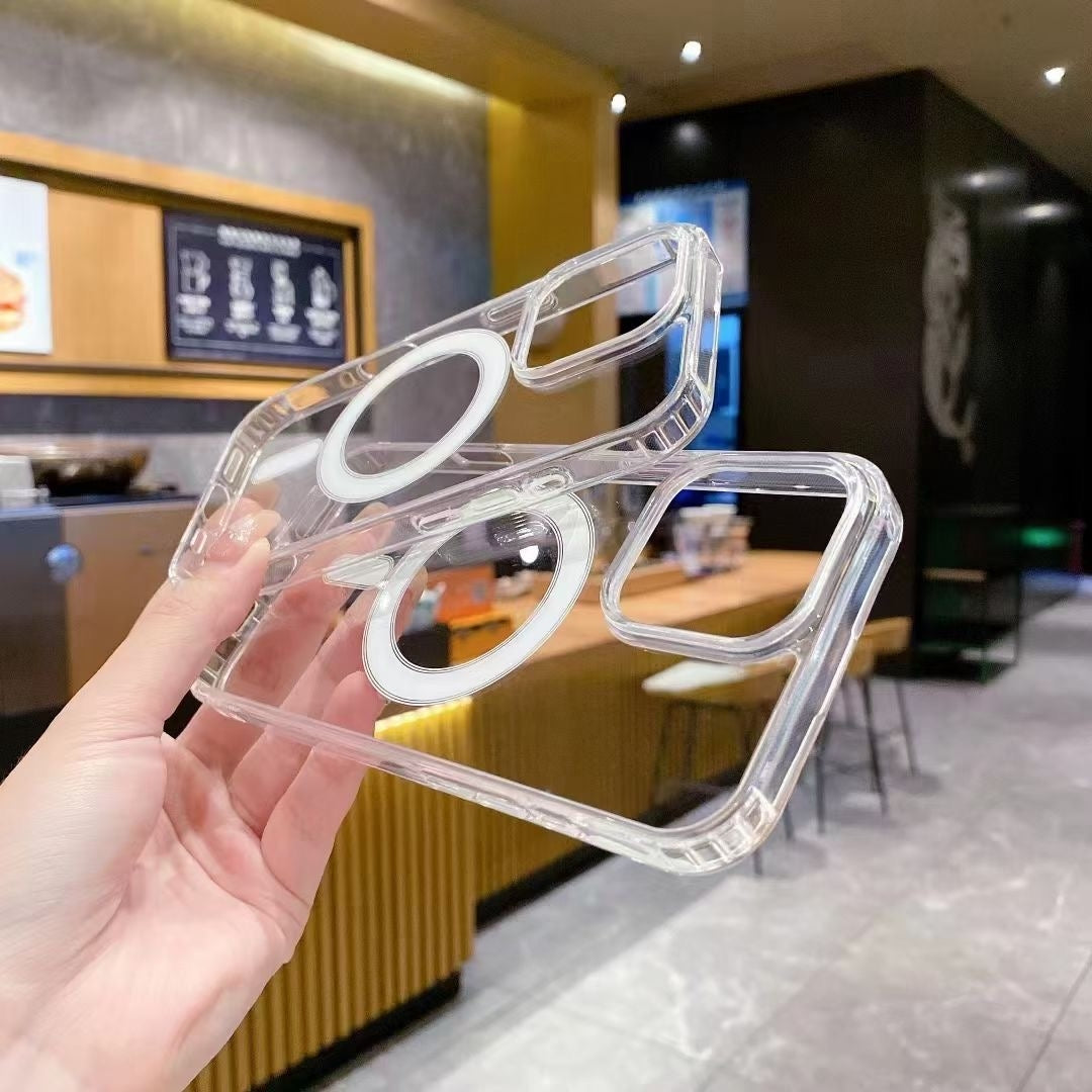 For iPhone 18 Pro Large Hole Camera MagSafe Magnetic Clear Acrylic TPU Case - Transparent - EDA006727310A
