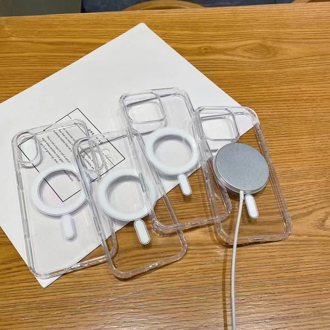 For iPhone 18 Pro Large Hole Camera MagSafe Magnetic Clear Acrylic TPU Case - Transparent - EDA006727310A