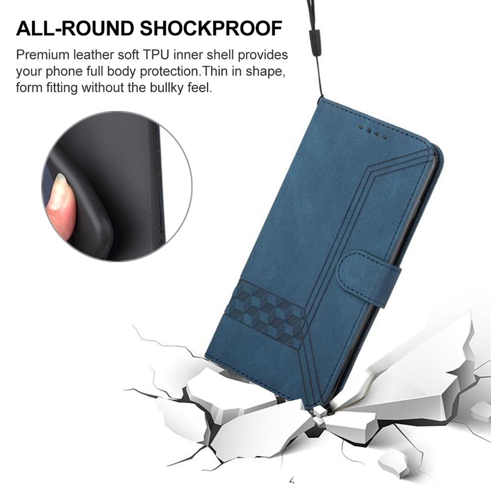 For Redmi K90 Pro Max / Poco F8 Ultra Cubic Skin Feel Flip Leather Phone Case(Blue)