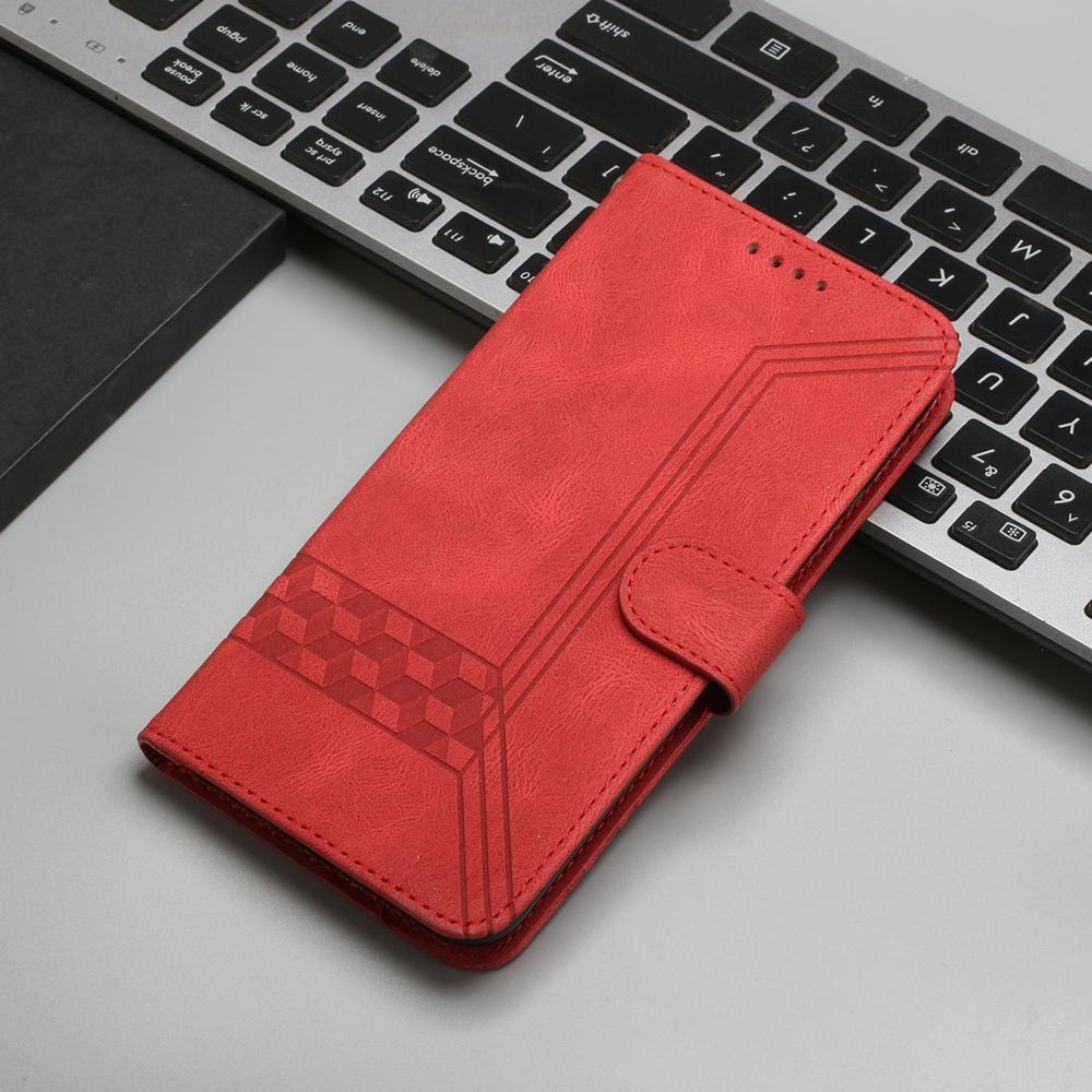 For Redmi K90 Pro Max / Poco F8 Ultra Cubic Skin Feel Flip Leather Phone Case(Red)