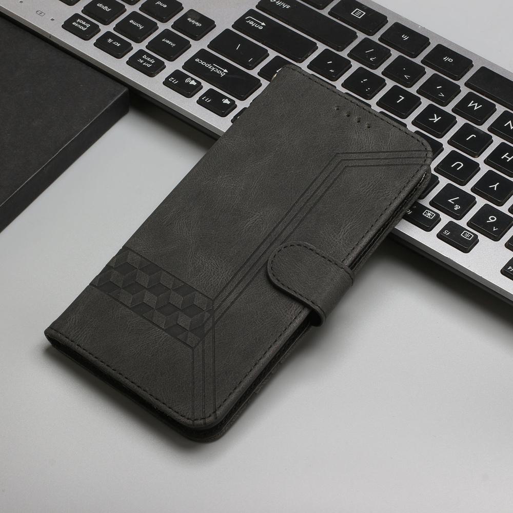 For Redmi K90 Pro Max / Poco F8 Ultra Cubic Skin Feel Flip Leather Phone Case(Black)