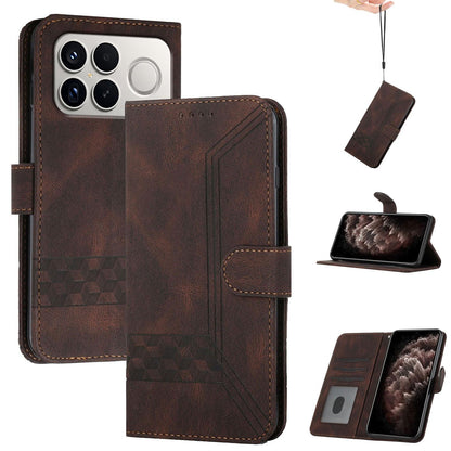 For Redmi K90 Pro Max / Poco F8 Ultra Cubic Skin Feel Flip Leather Phone Case(Brown)