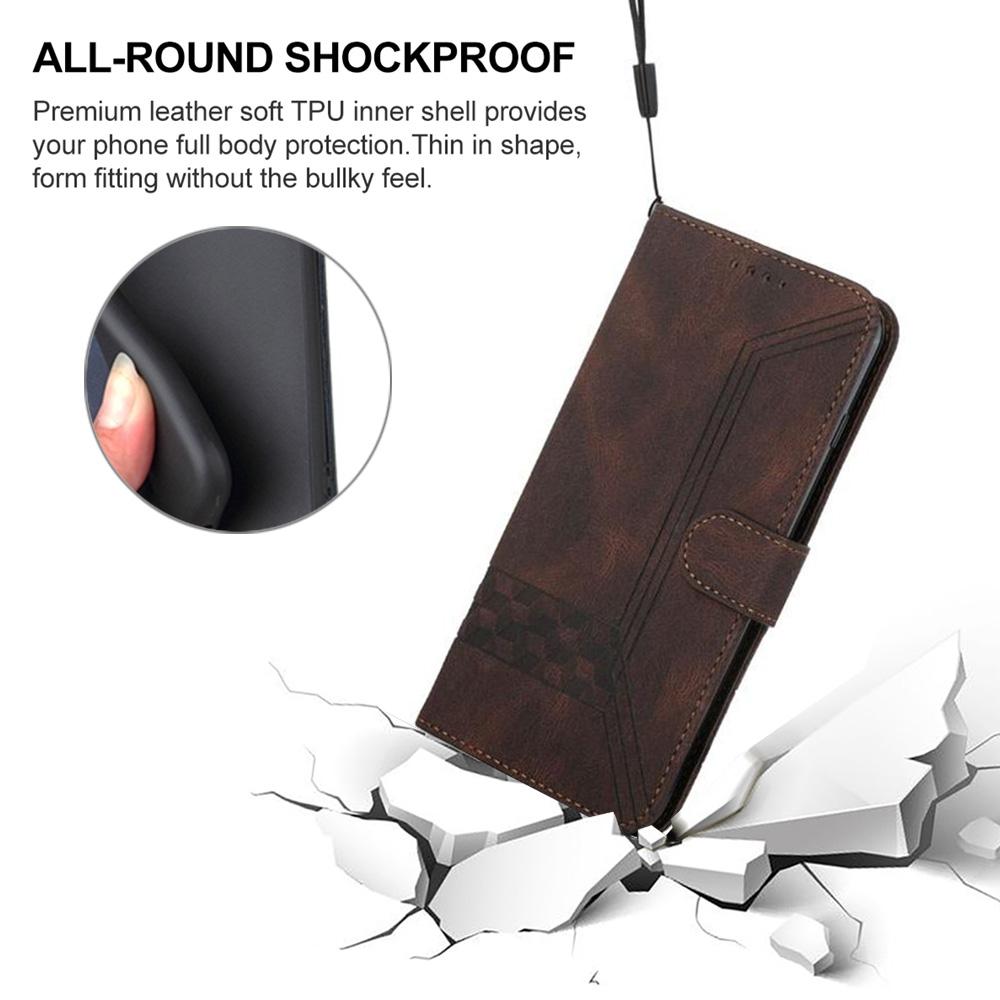 For Redmi K90 Pro Max / Poco F8 Ultra Cubic Skin Feel Flip Leather Phone Case(Brown)