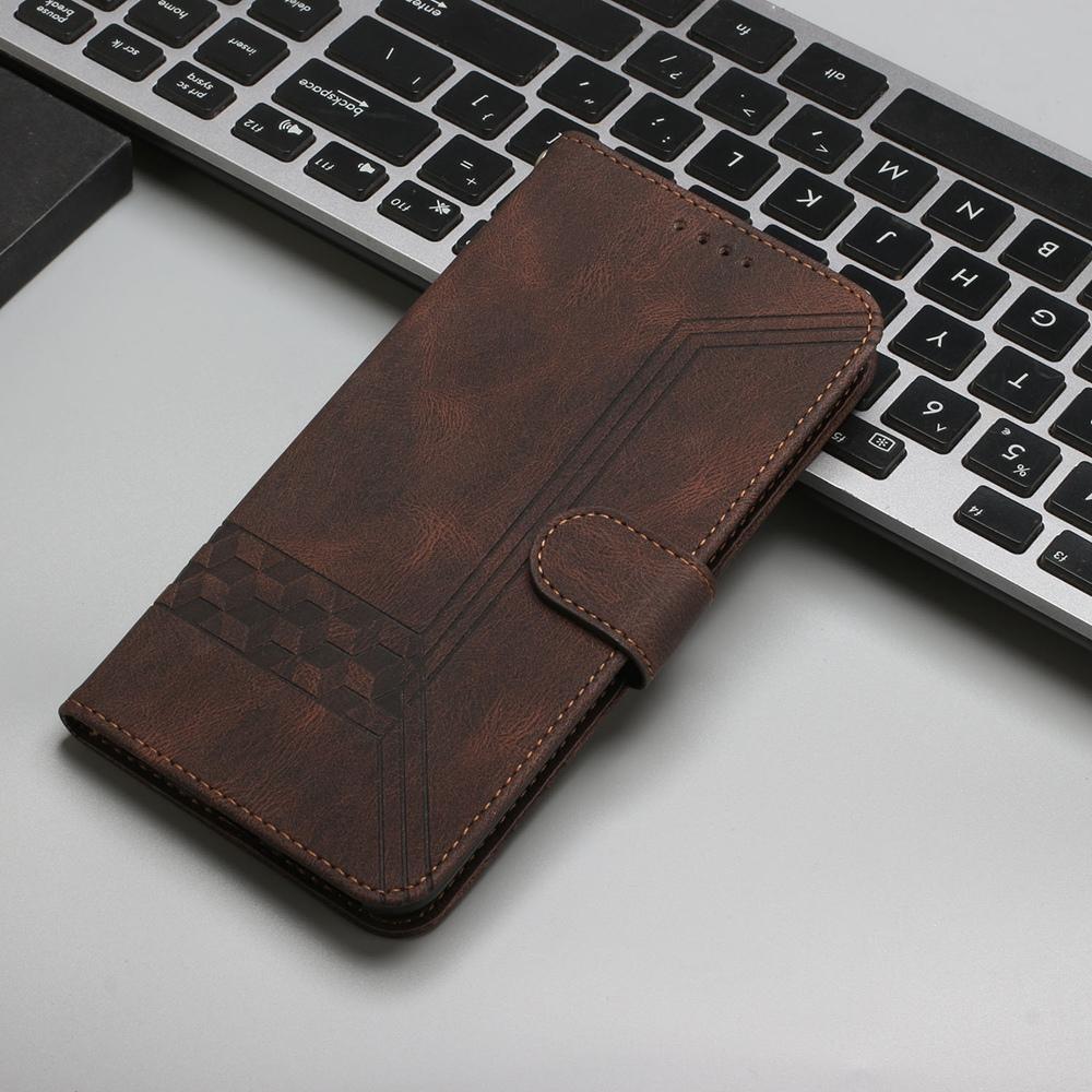 For Redmi K90 Pro Max / Poco F8 Ultra Cubic Skin Feel Flip Leather Phone Case(Brown)