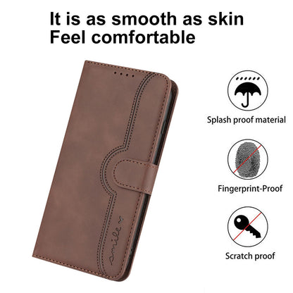 For Redmi K90 Pro Max / Poco F8 Ultra Heart Pattern Skin Feel Leather Phone Case(Brown)