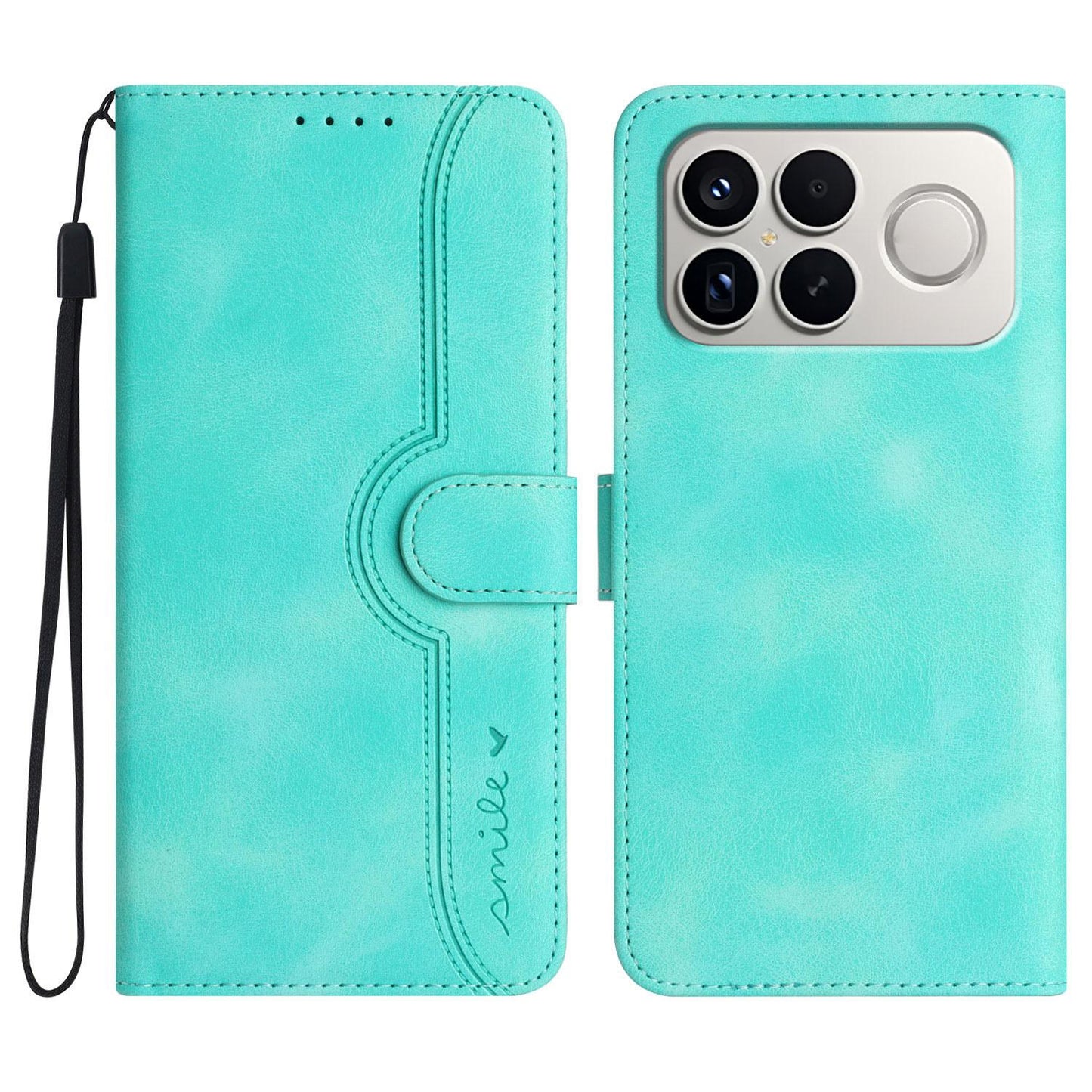 For Redmi K90 Pro Max / Poco F8 Ultra Heart Pattern Skin Feel Leather Phone Case(Light Blue)