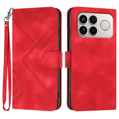For Redmi K90 Pro Max / Poco F8 Ultra Line Pattern Skin Feel Leather Phone Case(Red)