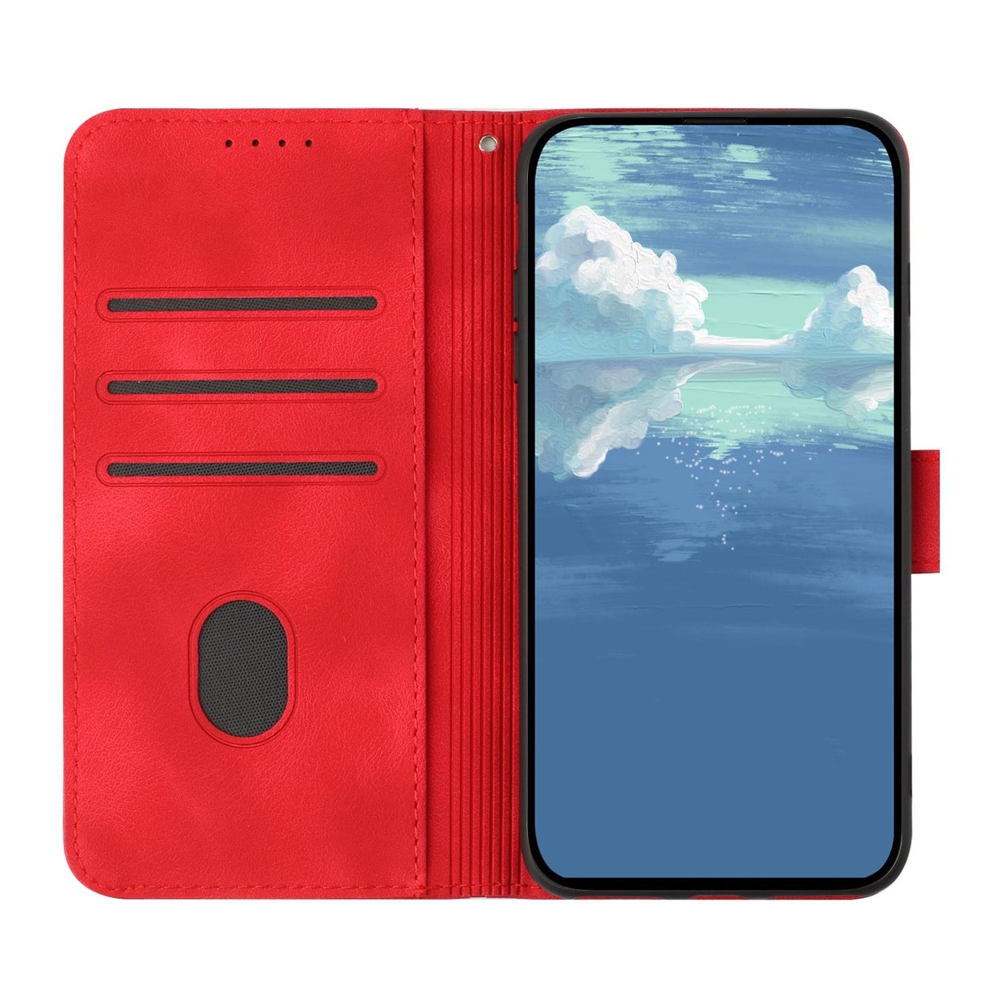 For Redmi K90 Pro Max / Poco F8 Ultra Line Pattern Skin Feel Leather Phone Case(Red)