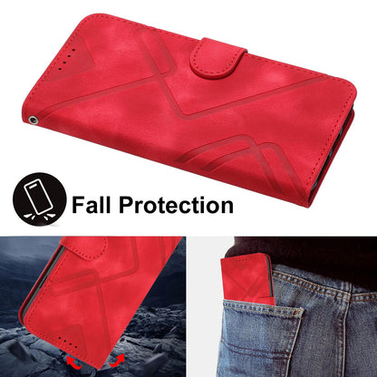 For Redmi K90 Pro Max / Poco F8 Ultra Line Pattern Skin Feel Leather Phone Case(Red)