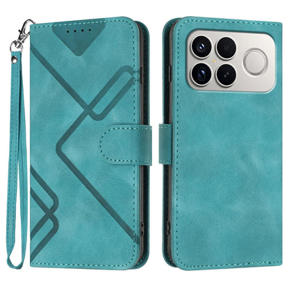 For Redmi K90 Pro Max / Poco F8 Ultra Line Pattern Skin Feel Leather Phone Case(Light Blue)