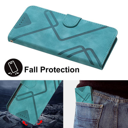 For Redmi K90 Pro Max / Poco F8 Ultra Line Pattern Skin Feel Leather Phone Case(Light Blue)