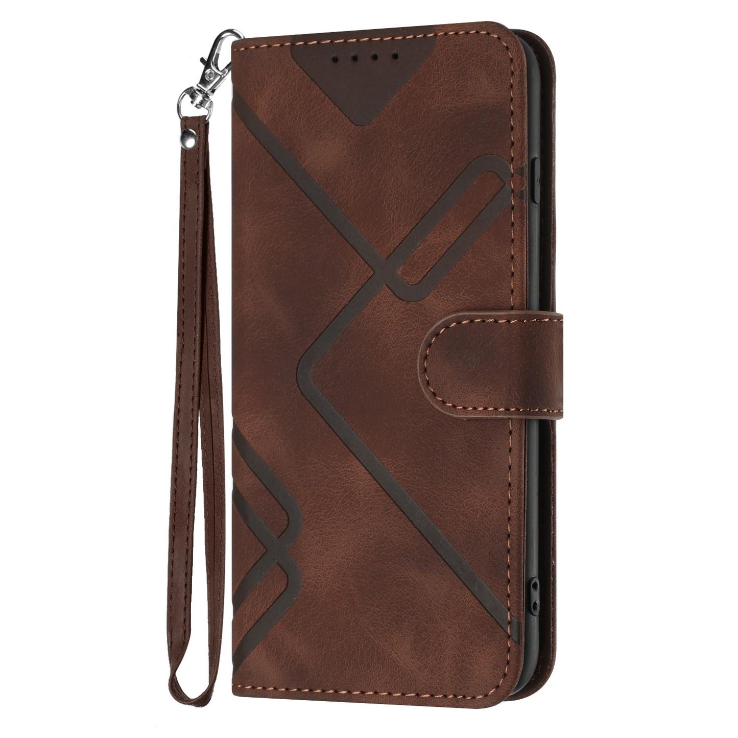 For Redmi K90 Pro Max / Poco F8 Ultra Line Pattern Skin Feel Leather Phone Case(Coffee)