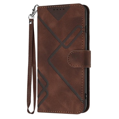 For Redmi K90 Pro Max / Poco F8 Ultra Line Pattern Skin Feel Leather Phone Case(Coffee)