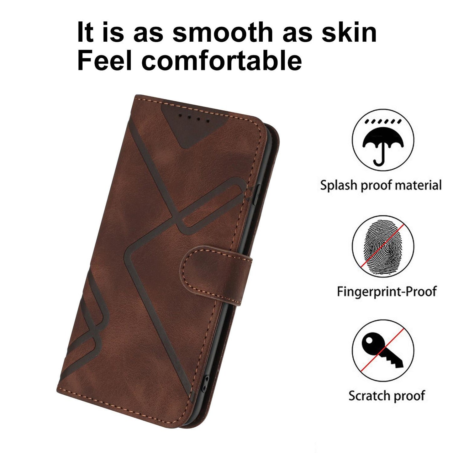 For Redmi K90 Pro Max / Poco F8 Ultra Line Pattern Skin Feel Leather Phone Case(Coffee)