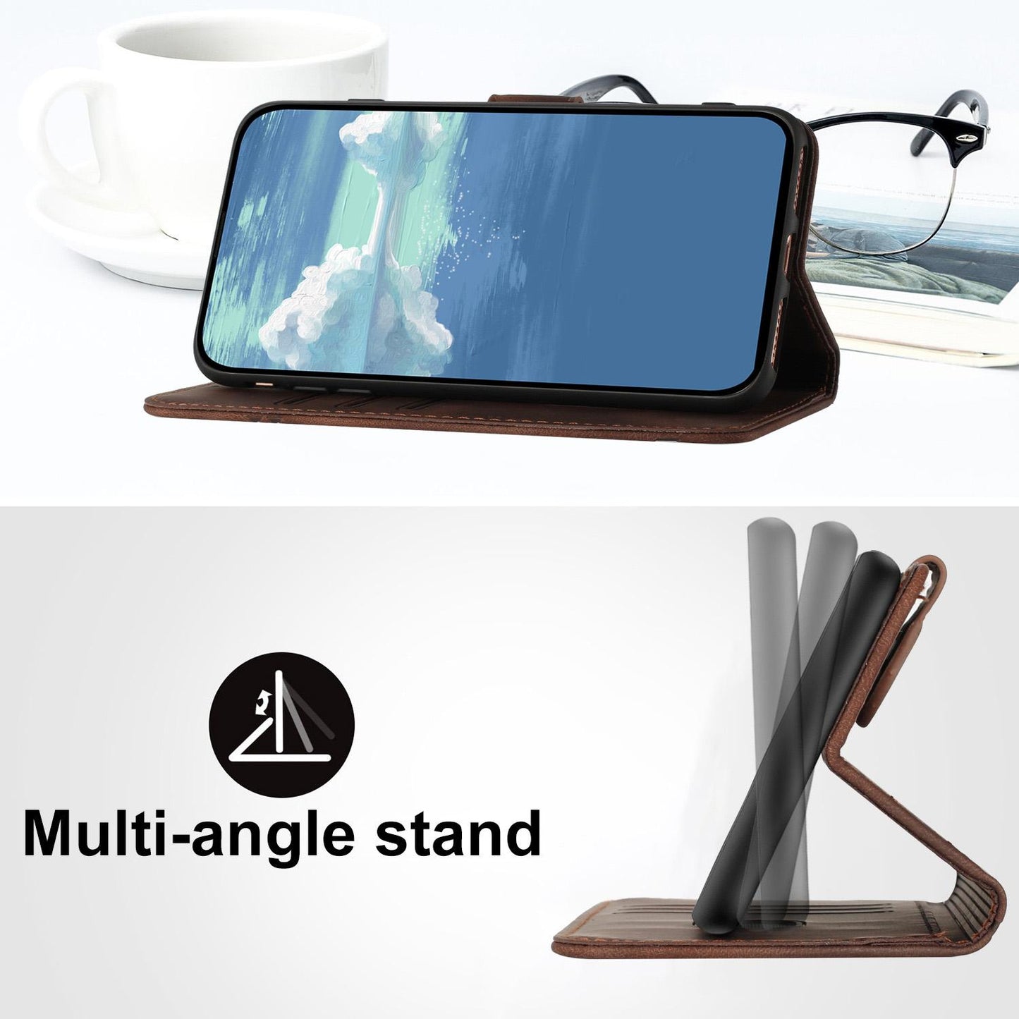 For Redmi K90 Pro Max / Poco F8 Ultra Line Pattern Skin Feel Leather Phone Case(Coffee)