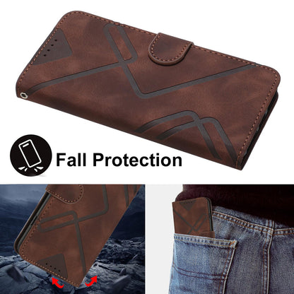 For Redmi K90 Pro Max / Poco F8 Ultra Line Pattern Skin Feel Leather Phone Case(Coffee)