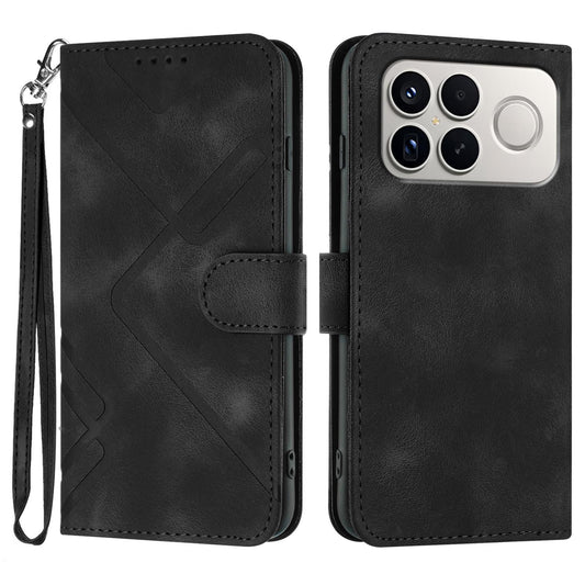 For Redmi K90 Pro Max / Poco F8 Ultra Line Pattern Skin Feel Leather Phone Case(Black)