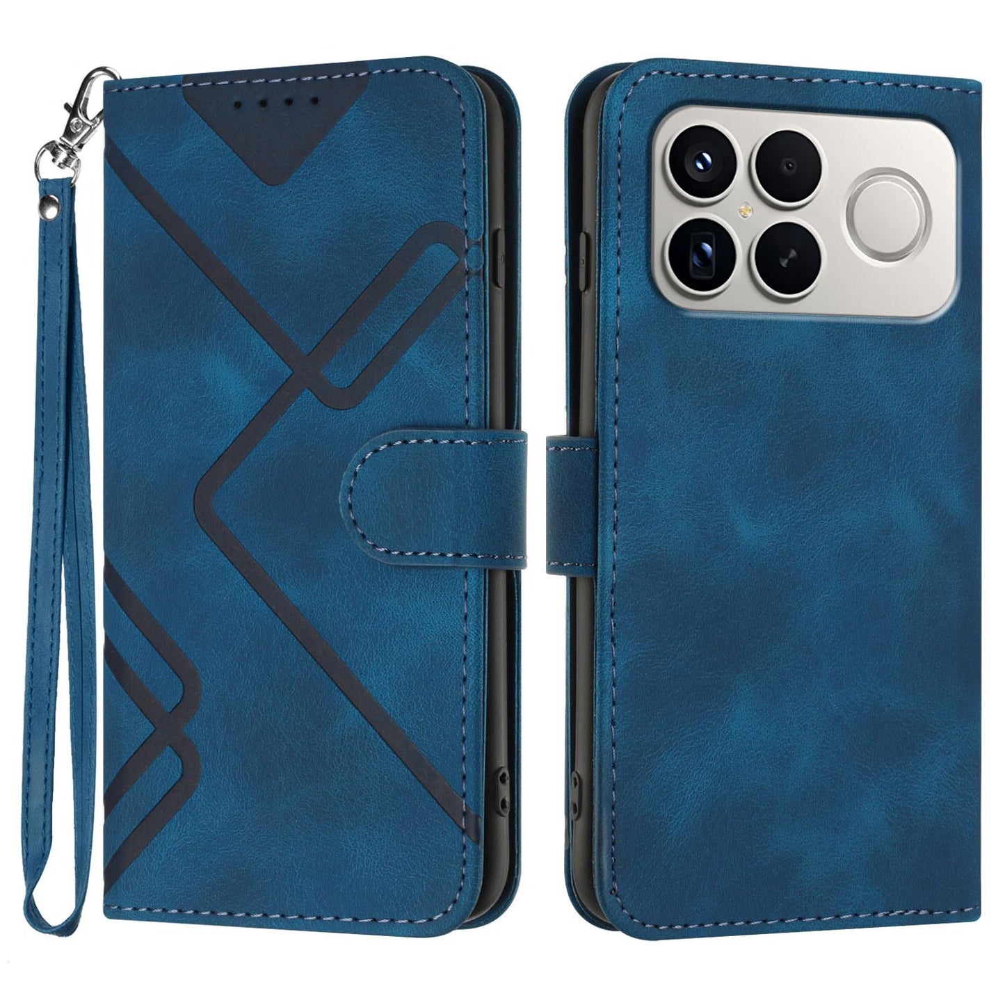 For Redmi K90 Pro Max / Poco F8 Ultra Line Pattern Skin Feel Leather Phone Case(Royal Blue)