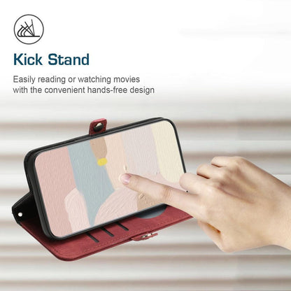 For Redmi K90 Pro Max / Poco F8 Ultra Side Buckle Double Fold Hand Strap Leather Phone Case(Red)