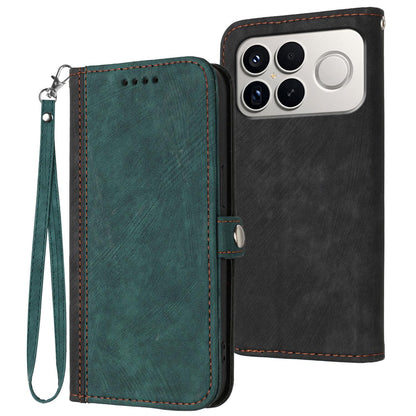 For Redmi K90 Pro Max / Poco F8 Ultra Side Buckle Double Fold Hand Strap Leather Phone Case(Dark Green)