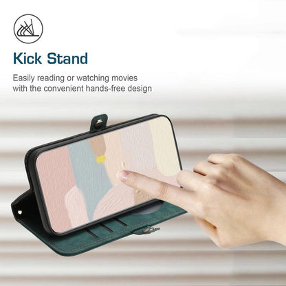 For Redmi K90 Pro Max / Poco F8 Ultra Side Buckle Double Fold Hand Strap Leather Phone Case(Dark Green)