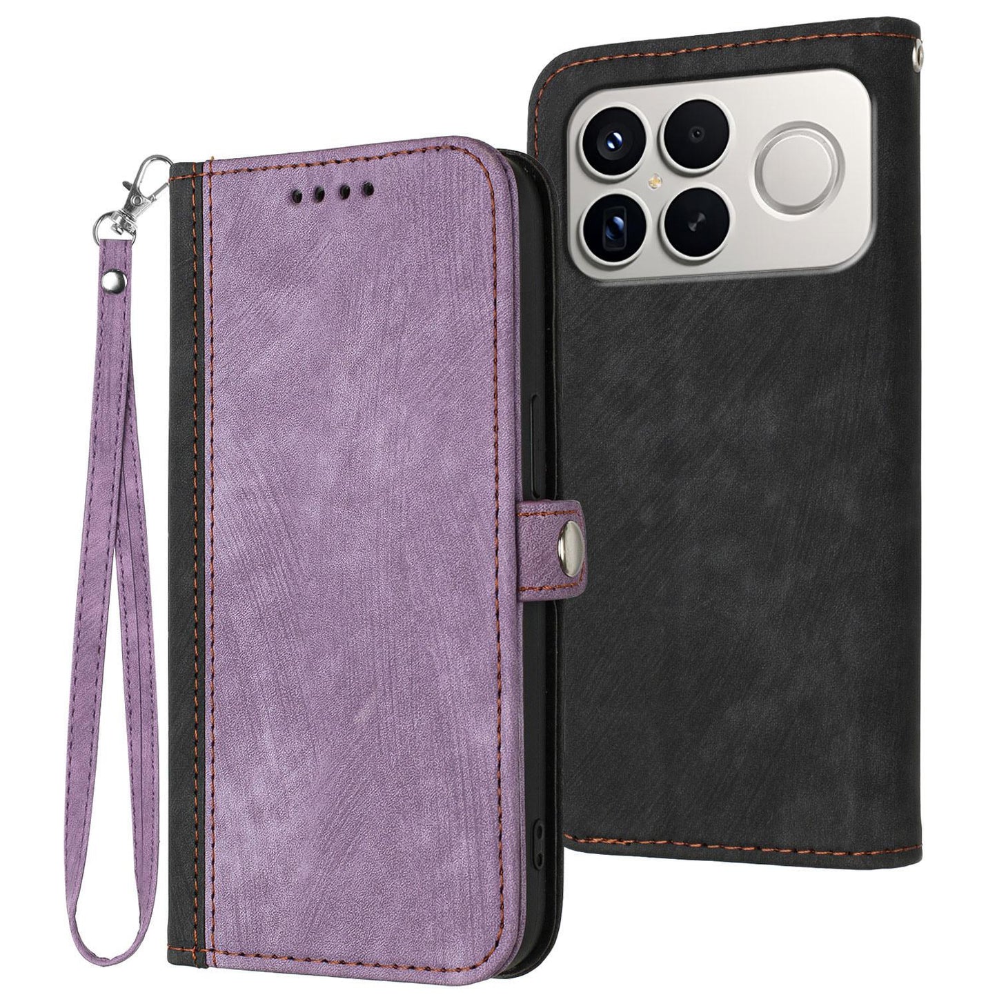 For Redmi K90 Pro Max / Poco F8 Ultra Side Buckle Double Fold Hand Strap Leather Phone Case(Purple)