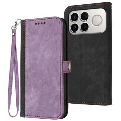 For Redmi K90 Pro Max / Poco F8 Ultra Side Buckle Double Fold Hand Strap Leather Phone Case(Purple)
