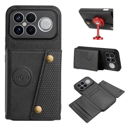 For Redmi K90 Pro Max/Poco F8 Ultra Double Buckle Card Slots Magnetic Phone Case(Black)