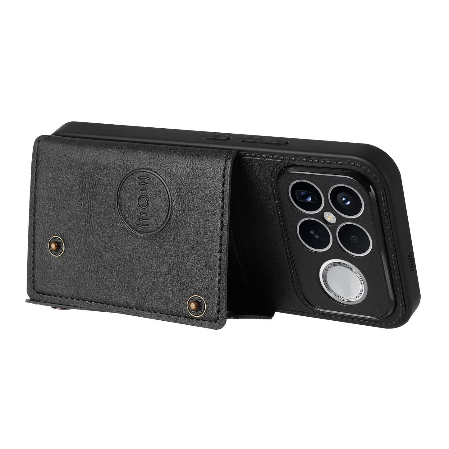 For Redmi K90 Pro Max/Poco F8 Ultra Double Buckle Card Slots Magnetic Phone Case(Black)