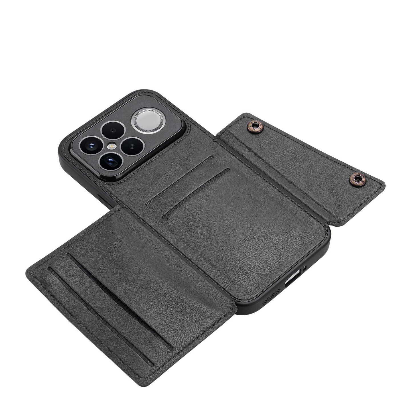 For Redmi K90 Pro Max/Poco F8 Ultra Double Buckle Card Slots Magnetic Phone Case(Black)