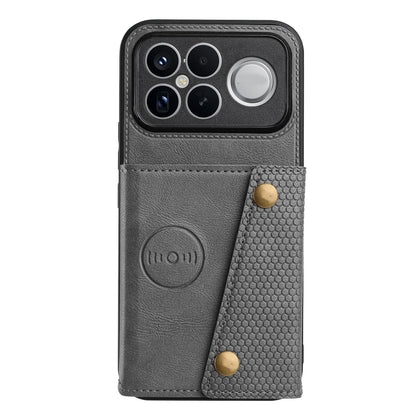For Redmi K90 Pro Max/Poco F8 Ultra Double Buckle Card Slots Magnetic Phone Case(Grey)