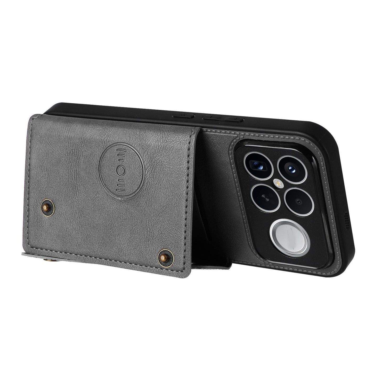 For Redmi K90 Pro Max/Poco F8 Ultra Double Buckle Card Slots Magnetic Phone Case(Grey)
