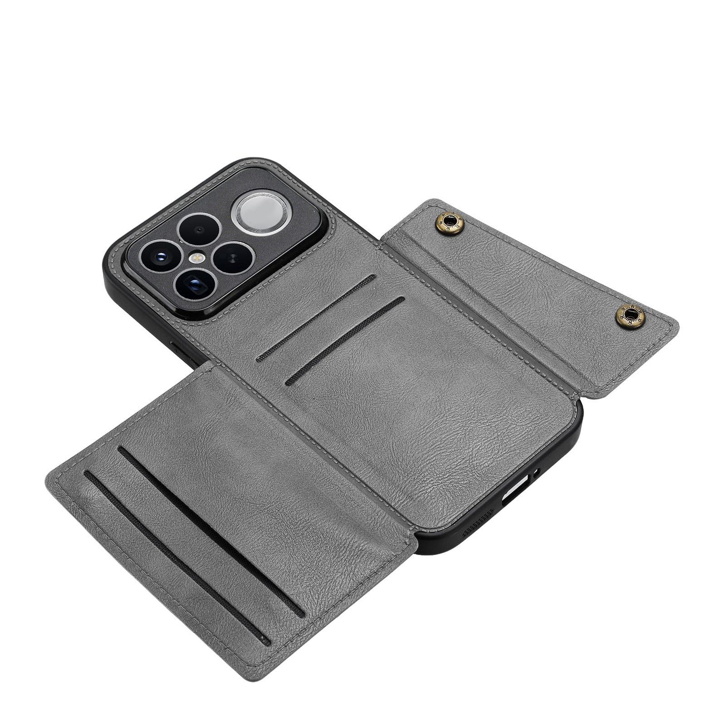 For Redmi K90 Pro Max/Poco F8 Ultra Double Buckle Card Slots Magnetic Phone Case(Grey)