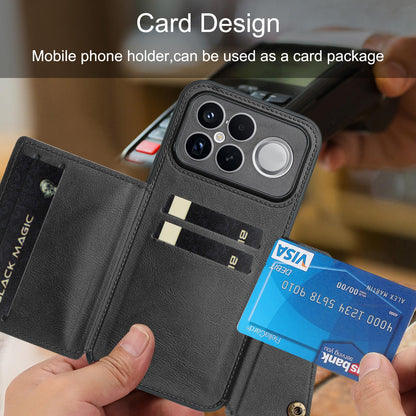 For Redmi K90 Pro Max/Poco F8 Ultra Double Buckle Card Slots Magnetic Phone Case(Grey)