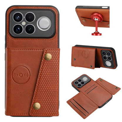 For Redmi K90 Pro Max/Poco F8 Ultra Double Buckle Card Slots Magnetic Phone Case(Brown)