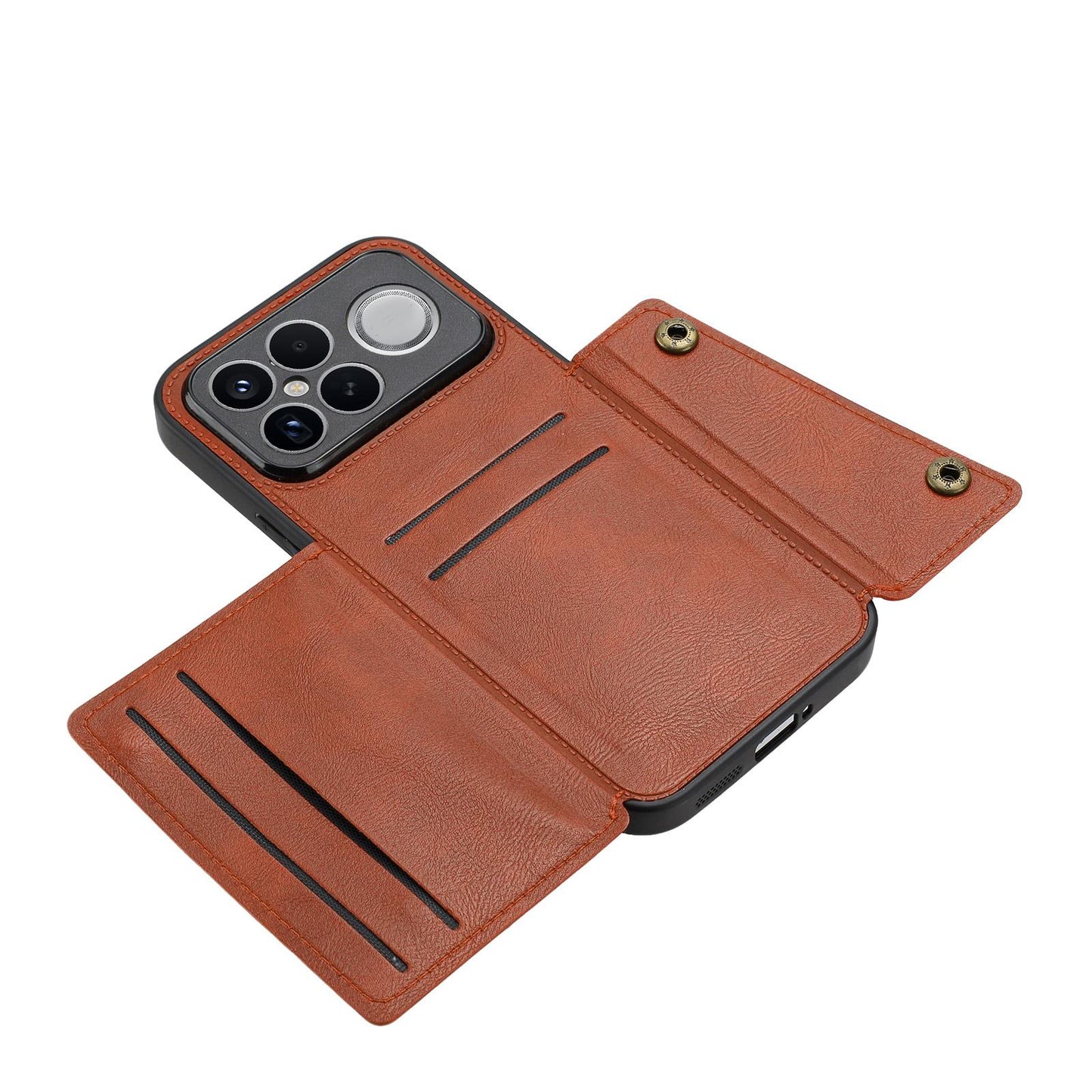 For Redmi K90 Pro Max/Poco F8 Ultra Double Buckle Card Slots Magnetic Phone Case(Brown)