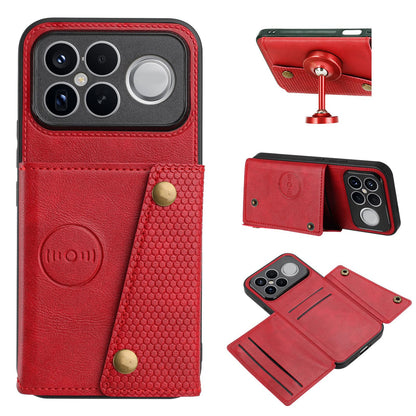 For Redmi K90 Pro Max/Poco F8 Ultra Double Buckle Card Slots Magnetic Phone Case(Red)