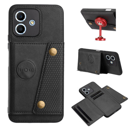 For Redmi Note 17 4G / 5G Global 169.7mm Double Buckle Card Slots Magnetic Phone Case - Black - EDA006748521A
