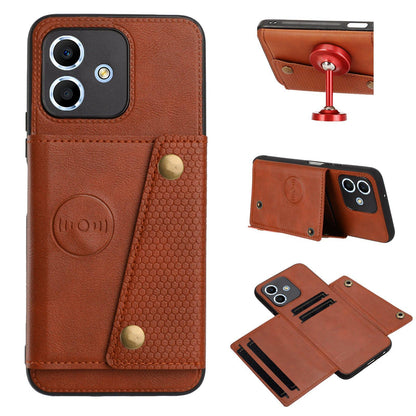 For Redmi Note 17 4G / 5G Global 169.7mm Double Buckle Card Slots Magnetic Phone Case - Brown - EDA006748521D