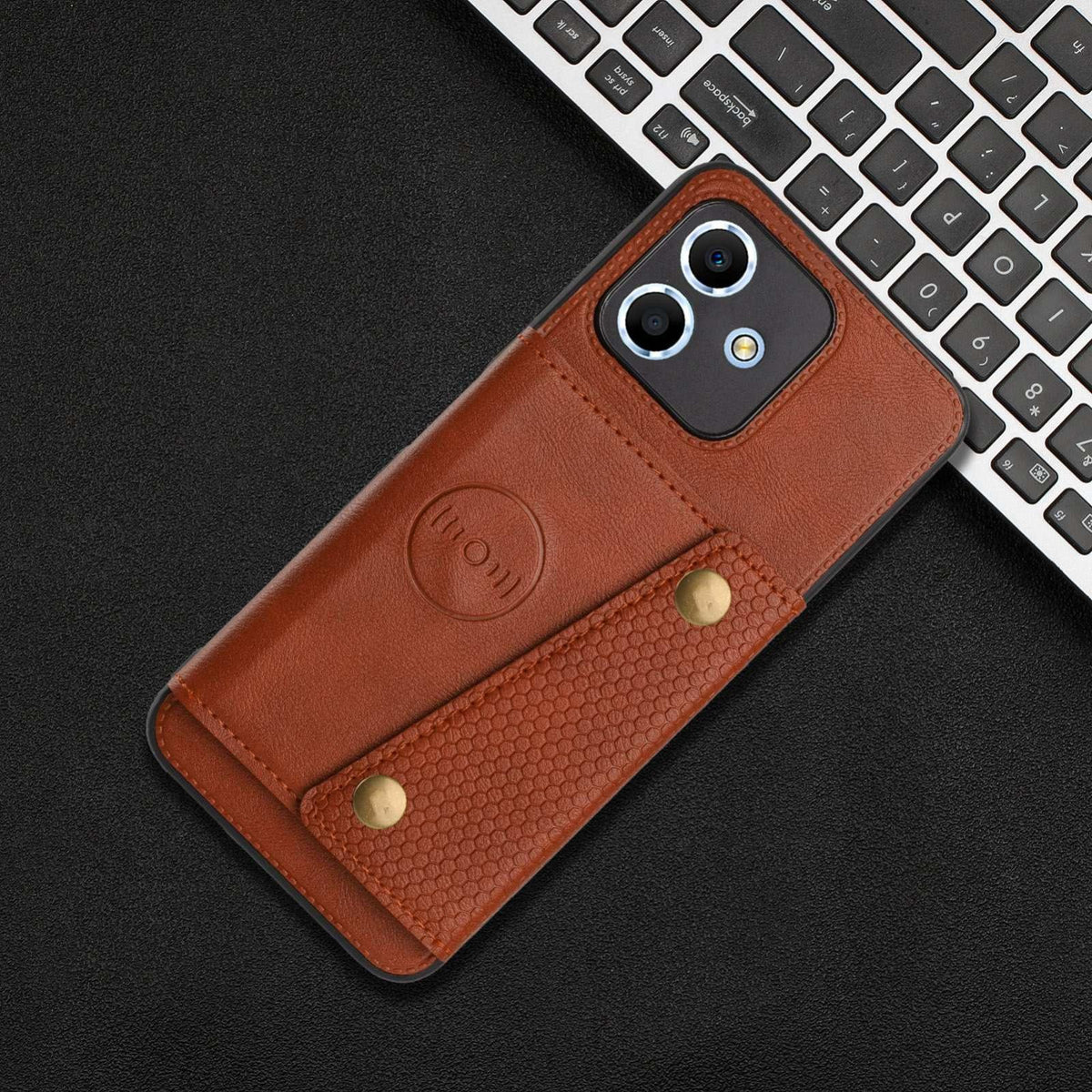 For Redmi Note 17 4G / 5G Global 169.7mm Double Buckle Card Slots Magnetic Phone Case - Brown - EDA006748521D