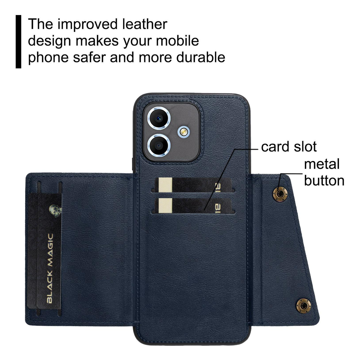 For Redmi Note 17 4G / 5G Global 169.7mm Double Buckle Card Slots Magnetic Phone Case - Red - EDA006748521E
