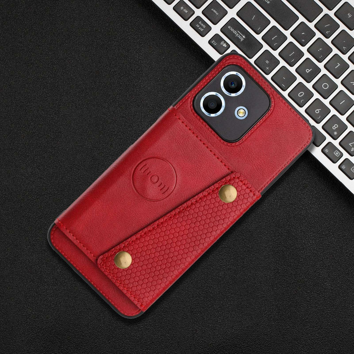 For Redmi Note 17 4G / 5G Global 169.7mm Double Buckle Card Slots Magnetic Phone Case - Red - EDA006748521E