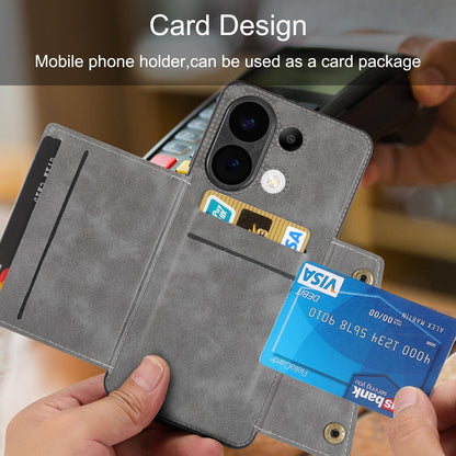 For Xiaomi Poco X8 Pro Max 5G Global Double Buckle Card Slots Magnetic Phone Case - Blue - EDA006748614C