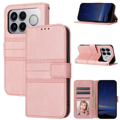 For Redmi K90 Pro Max / Poco F8 Ultra Embossed Stripes Skin Feel Leather Phone Case(Pink)