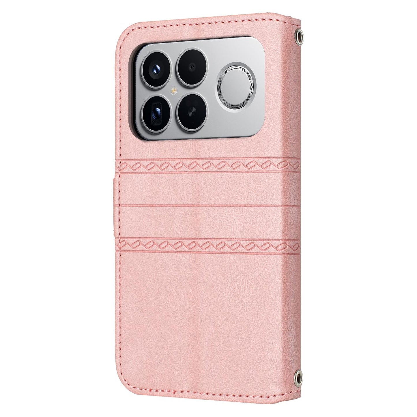 For Redmi K90 Pro Max / Poco F8 Ultra Embossed Stripes Skin Feel Leather Phone Case(Pink)